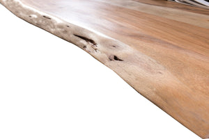 Tisch 140 x 80 cm, Platte natur, Gestell silber