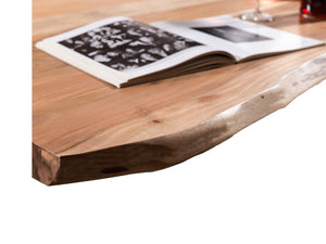 Tisch 140 x 80 cm, Platte natur, Gestell silber