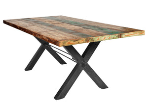 Tisch 240x100 cm, Altholz bunt lackiert