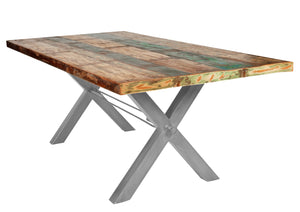 Tisch 240x100 cm, Altholz bunt lackiert