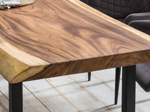 Tisch 220x90 cm, Platte Suarholz 80 mm, Gestell schwarz