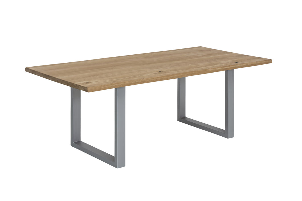 Tisch 120x80 cm, Wildeiche, silbernes Gestell