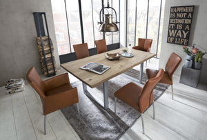 Tisch 120x80 cm, Wildeiche, silbernes Gestell