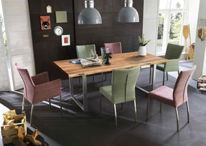 Tisch 120 x 80 cm, Platte natur, Gestell silber