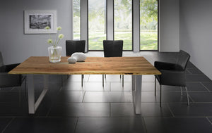Tisch 120 x 80 cm, Platte natur, Gestell silber