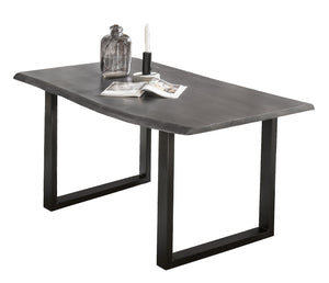 Tisch 140 x 80 cm, Platte antikgrau, Gestell schwarz