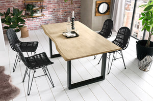 Tisch 140 x 80 cm, Platte hell gekälkt, Gestell schwarz