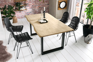 Tisch 160 x 85 cm, Platte hell gekälkt, Gestell schwarz