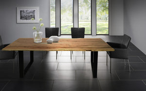 Tisch 140 x 80 cm. Platte natur, Gestell schwarz